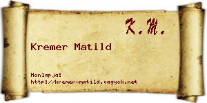 Kremer Matild névjegykártya
